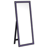 Windrose 28 x 67 Inch Tempered LED Standing Mirror Black - Tampa Furniture Outlet