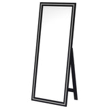 Windrose 28 x 67 Inch Tempered LED Standing Mirror Black - Tampa Furniture Outlet