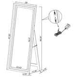 Windrose 28 x 67 Inch Tempered LED Standing Mirror Black - Tampa Furniture Outlet