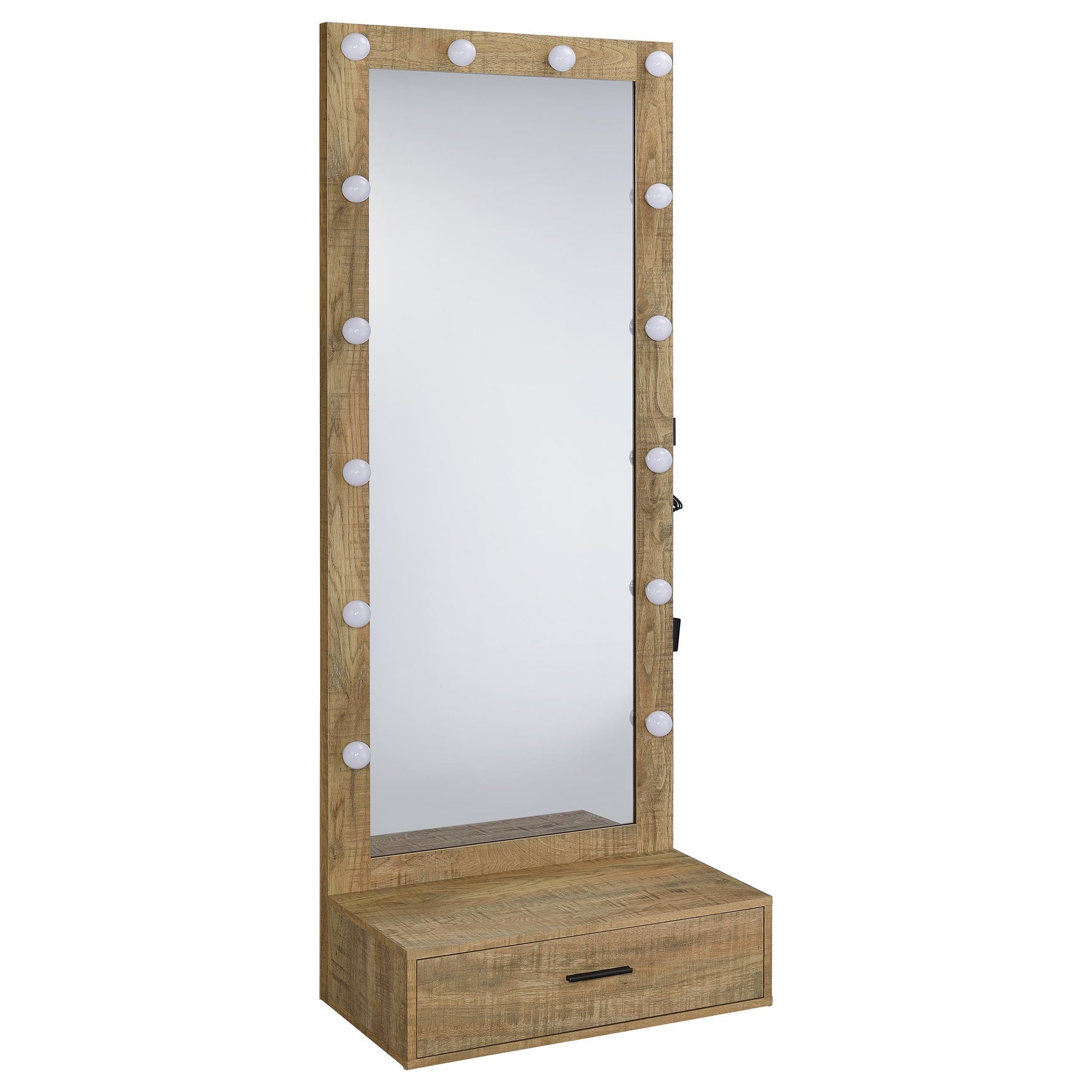 Tampa Furniture Outlet - Coaster - Spector 1-drawer Lighted Full-Length Floor Mirror Mango - 960965