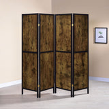 Deepika 4-Panel Room Divider Folding Screen Rustic Nutmeg - Tampa Furniture Outlet