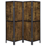 Deepika 4-Panel Room Divider Folding Screen Rustic Nutmeg - Tampa Furniture Outlet