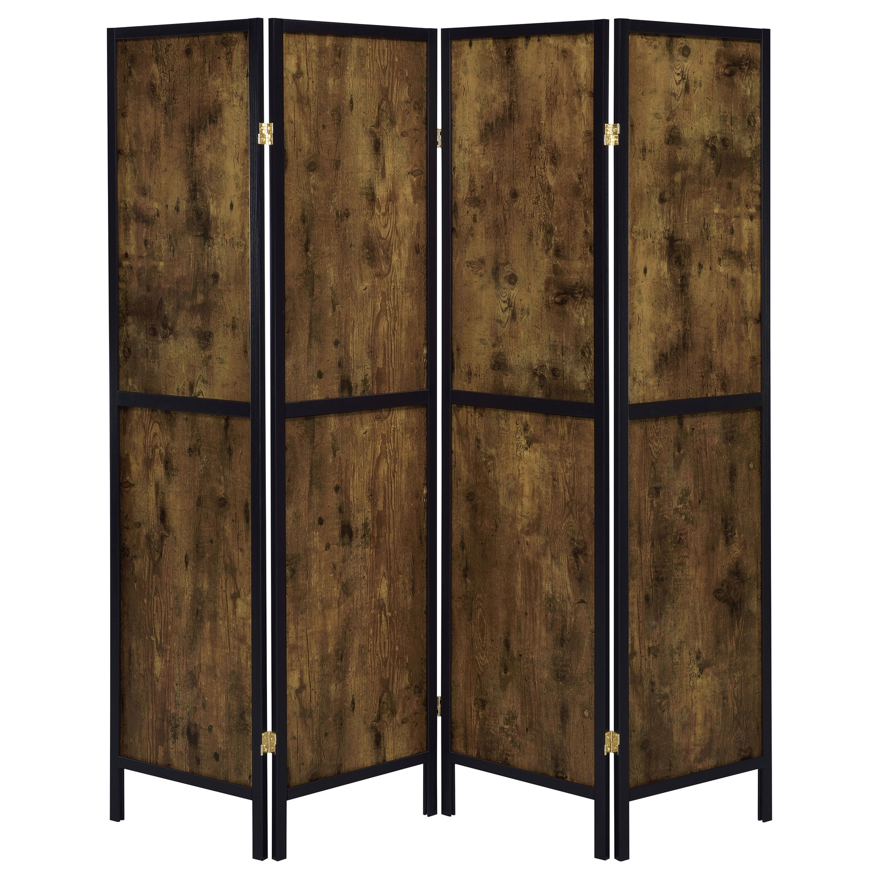 Deepika 4-Panel Room Divider Folding Screen Rustic Nutmeg - Tampa Furniture Outlet