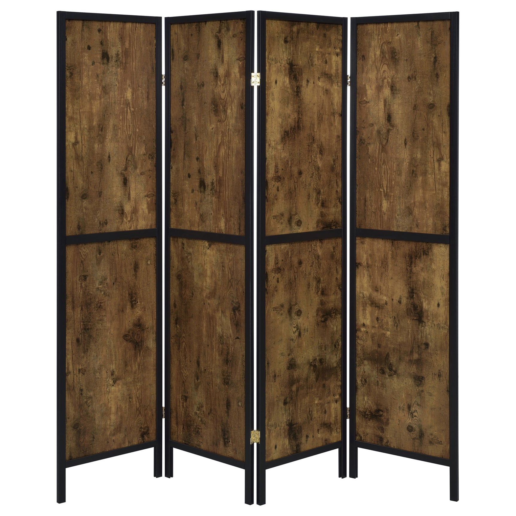 Deepika 4-Panel Room Divider Folding Screen Rustic Nutmeg - Tampa Furniture Outlet