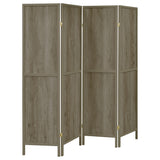 Tampa Furniture Outlet - Coaster - Deepika 4-Panel Room Divider Folding Screen Grey Driftwood - 961415