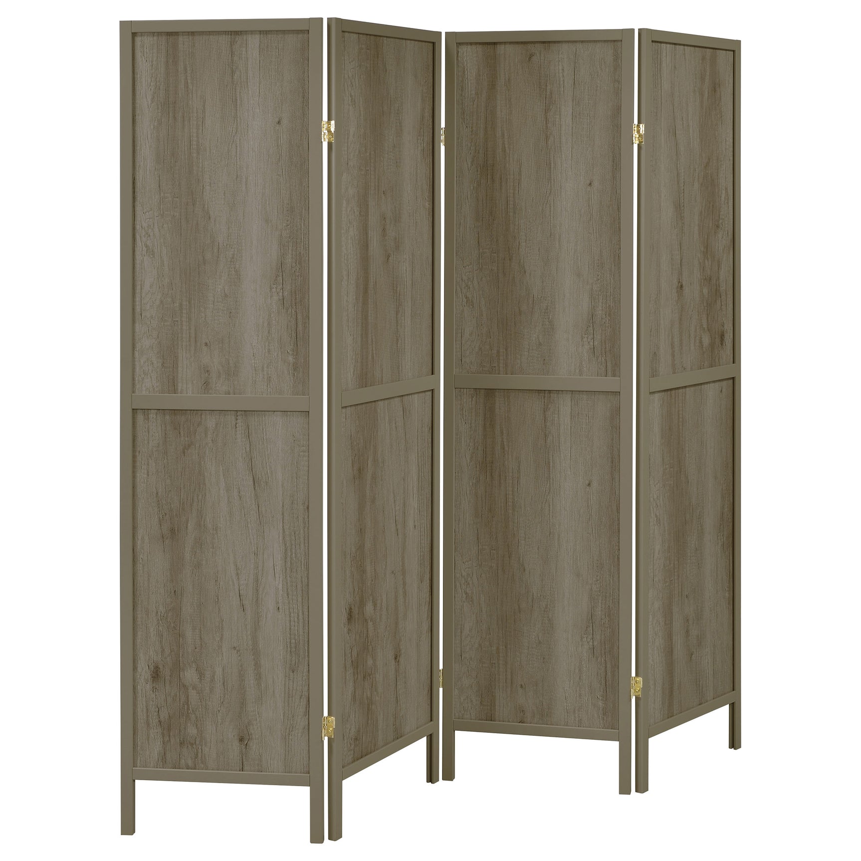 Tampa Furniture Outlet - Coaster - Deepika 4-Panel Room Divider Folding Screen Grey Driftwood - 961415