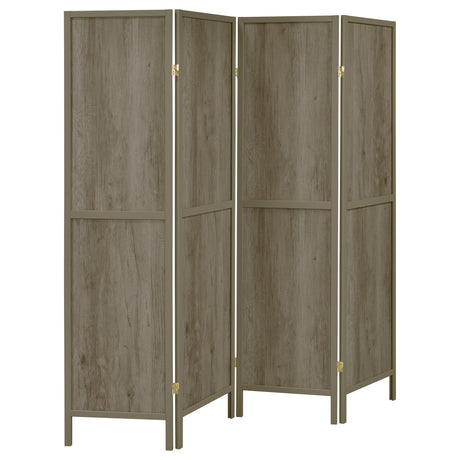 Tampa Furniture Outlet - Coaster - Deepika 4-Panel Room Divider Folding Screen Grey Driftwood - 961415
