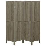 Deepika 4-Panel Room Divider Folding Screen Grey Driftwood - Tampa Furniture Outlet