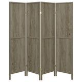 Deepika 4-Panel Room Divider Folding Screen Grey Driftwood - Tampa Furniture Outlet