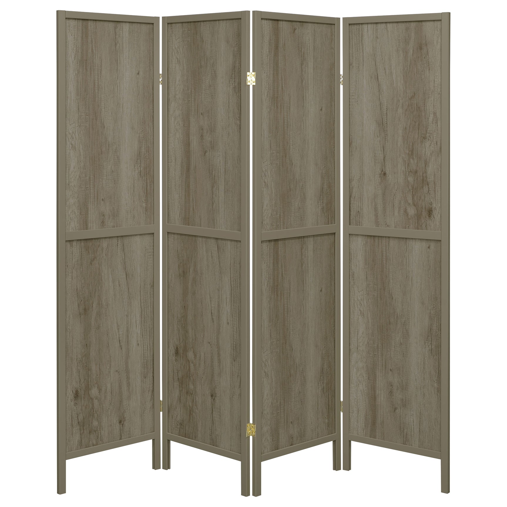 Deepika 4-Panel Room Divider Folding Screen Grey Driftwood - Tampa Furniture Outlet