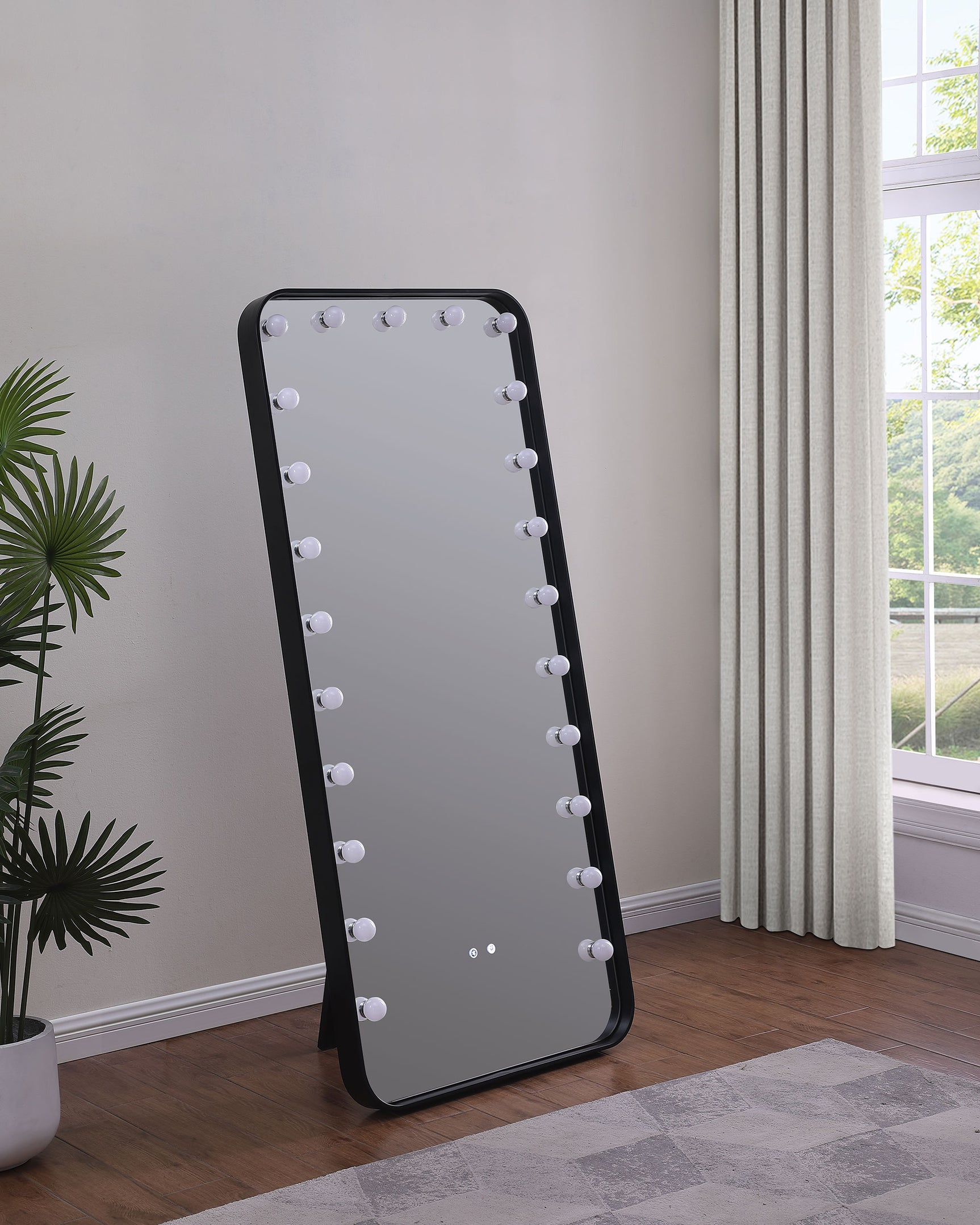 Canton 32 x 71 Inch LED Standing Mirror with Speakers Black - Tampa Furniture Outlet