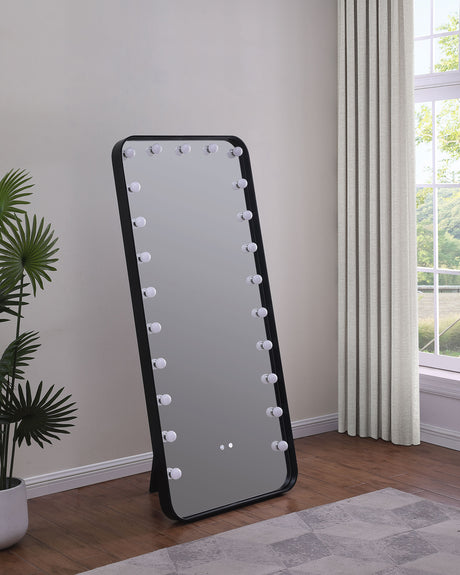 Canton 32 x 71 Inch LED Standing Mirror with Speakers Black - Tampa Furniture Outlet