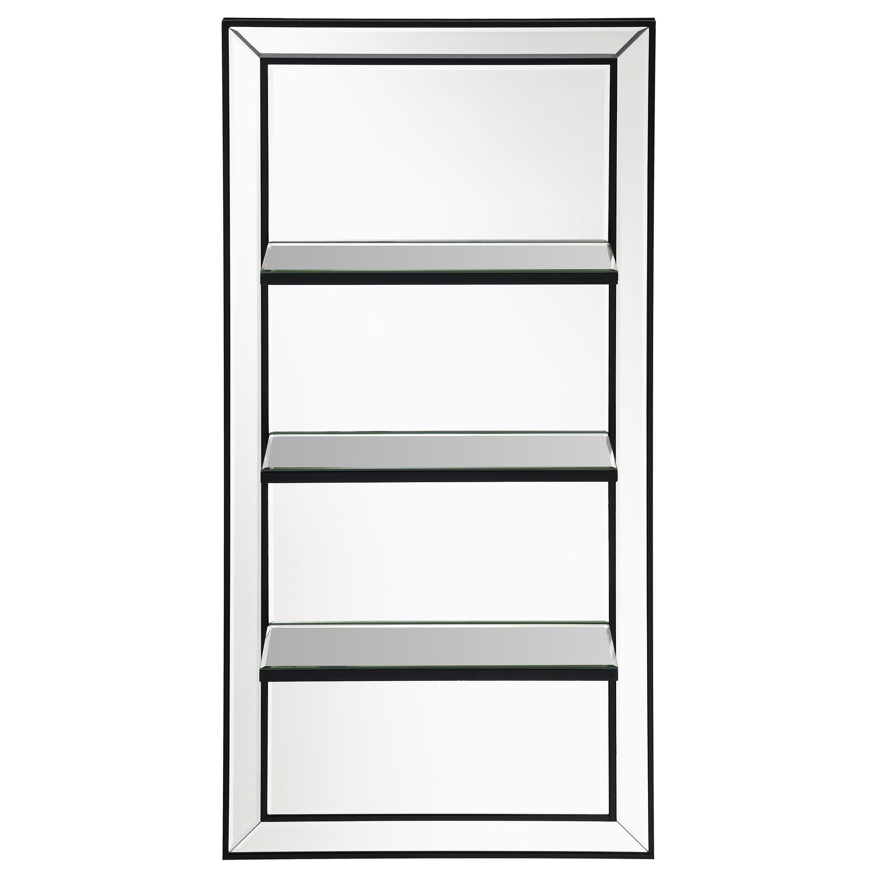 Oriel 24 x 47 Inch Rectangular 3-Shelf Wall Mirror Silver - Tampa Furniture Outlet