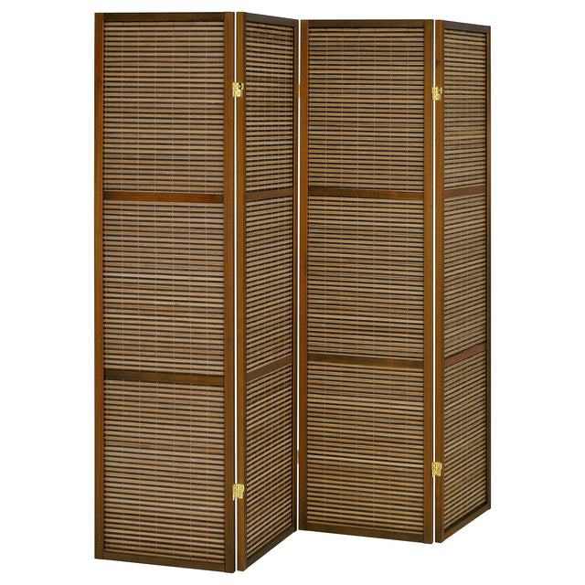 Tampa Furniture Outlet - Coaster - Browning 4-panel Bamboo Room Divider Folding Screen Walnut - 961638