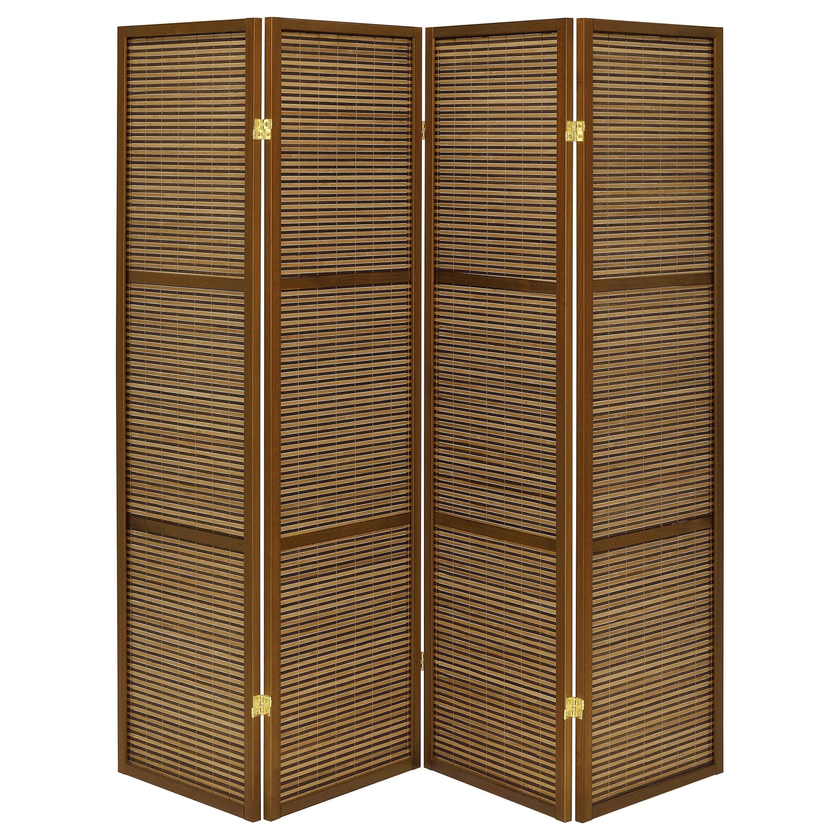 Browning 4-panel Bamboo Room Divider Folding Screen Walnut - Tampa Furniture Outlet