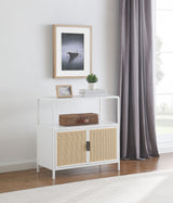 Amherst 2-door Radio Weave Cane Metal Accent Cabinet White - Tampa Furniture Outlet