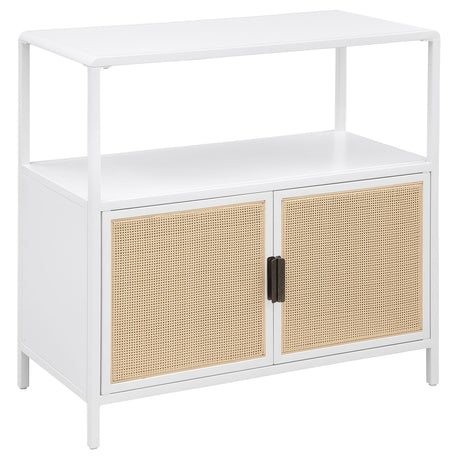 Tampa Furniture Outlet - Coaster - Amherst 2-door Radio Weave Cane Metal Accent Cabinet White - 961642