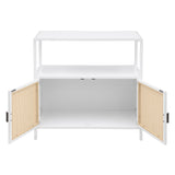 Amherst 2-door Radio Weave Cane Metal Accent Cabinet White - Tampa Furniture Outlet