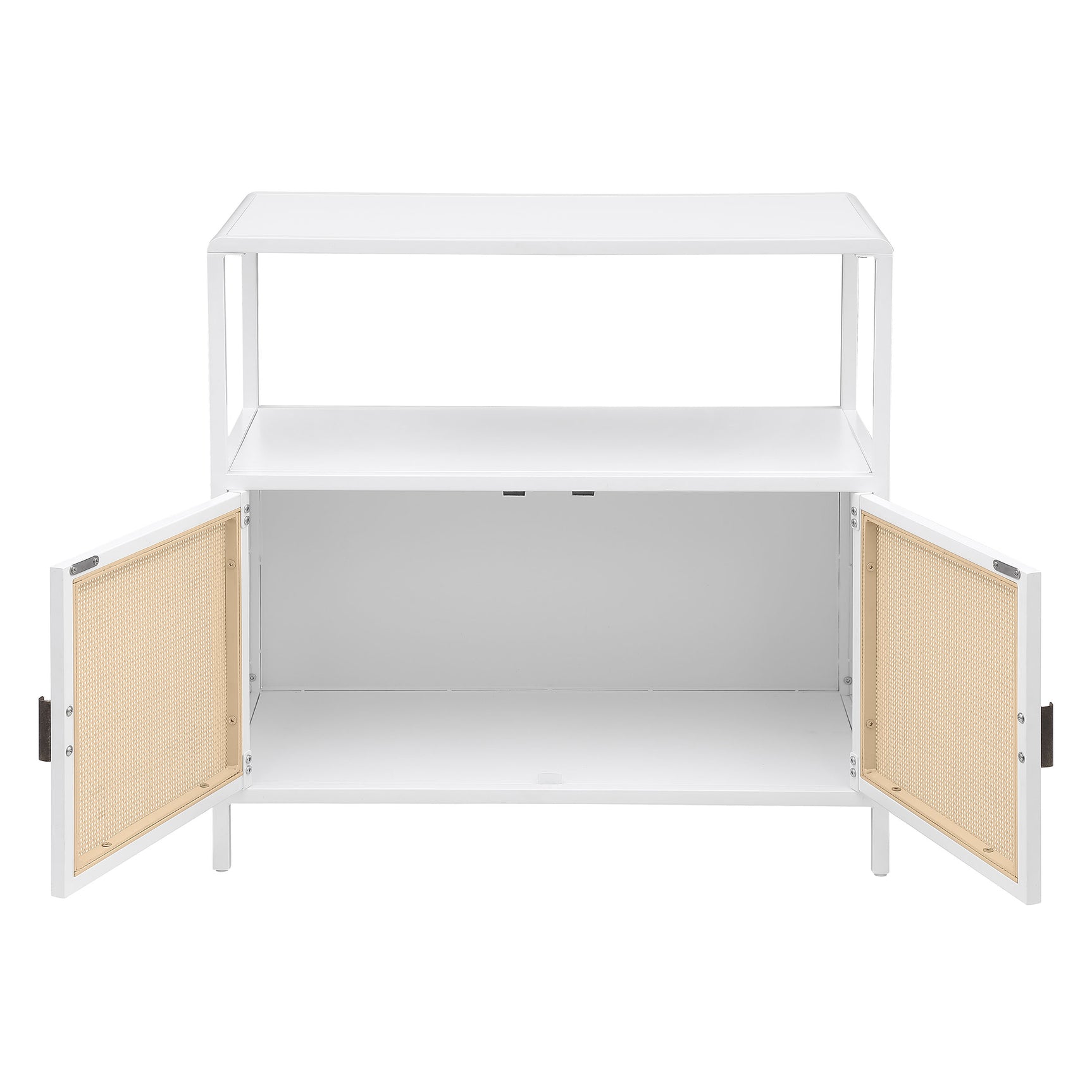 Amherst 2-door Radio Weave Cane Metal Accent Cabinet White - Tampa Furniture Outlet