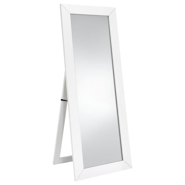 Tampa Furniture Outlet - Coaster - Cadence Tempered Glass Full Length Mirror White High Gloss - 961656