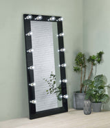 Zayan 32 x 71 Inch Floor Mirror LED Lighting Black Gloss - Tampa Furniture Outlet
