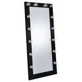 Tampa Furniture Outlet - Coaster - Zayan 32 x 71 Inch Floor Mirror LED Lighting Black Gloss - 969557