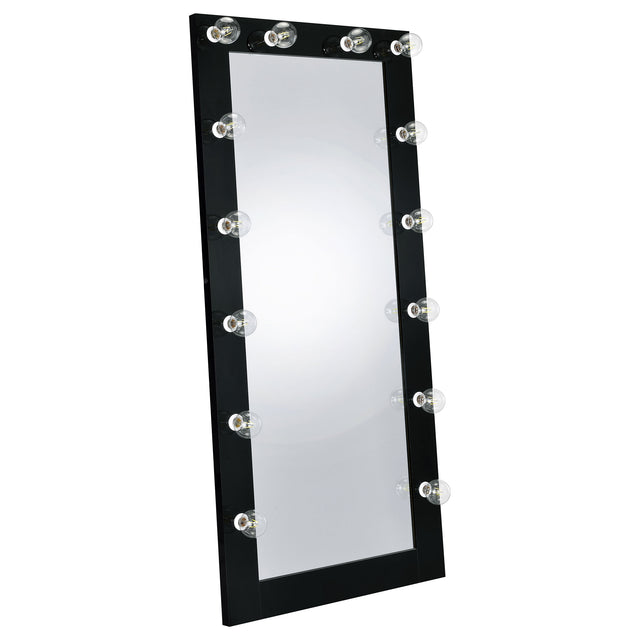 Tampa Furniture Outlet - Coaster - Zayan 32 x 71 Inch Floor Mirror LED Lighting Black Gloss - 969557