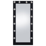 Zayan 32 x 71 Inch Floor Mirror LED Lighting Black Gloss - Tampa Furniture Outlet