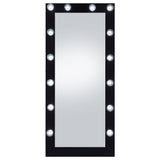 Zayan 32 x 71 Inch Floor Mirror LED Lighting Black Gloss - Tampa Furniture Outlet