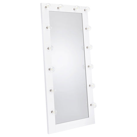 Tampa Furniture Outlet - Coaster - Zayan 32 x 71 Inch Floor Mirror LED Lighting White Gloss - 969558