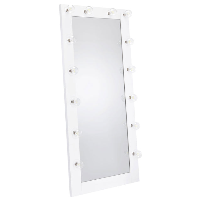 Tampa Furniture Outlet - Coaster - Zayan 32 x 71 Inch Floor Mirror LED Lighting White Gloss - 969558