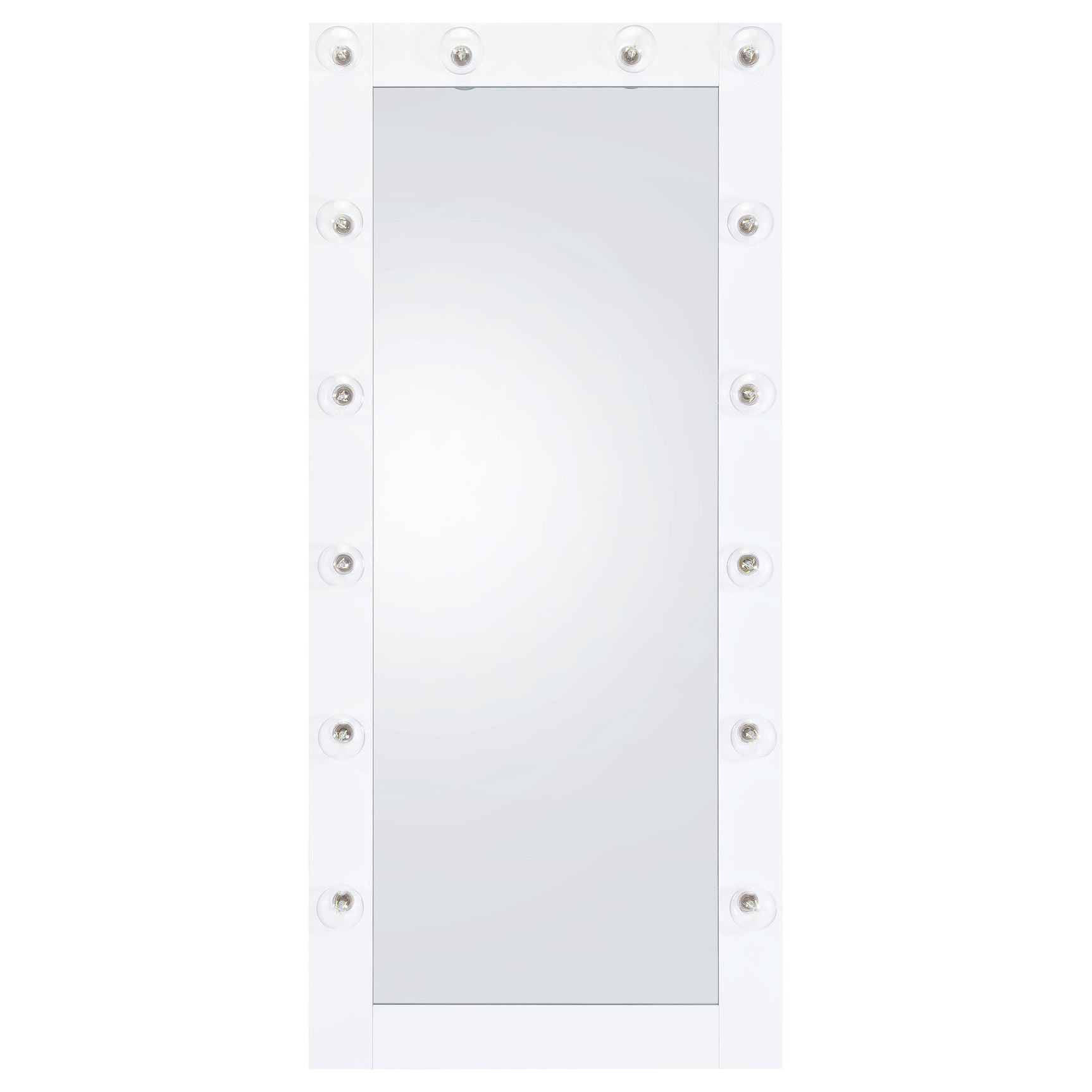 Zayan 32 x 71 Inch Floor Mirror LED Lighting White Gloss - Tampa Furniture Outlet