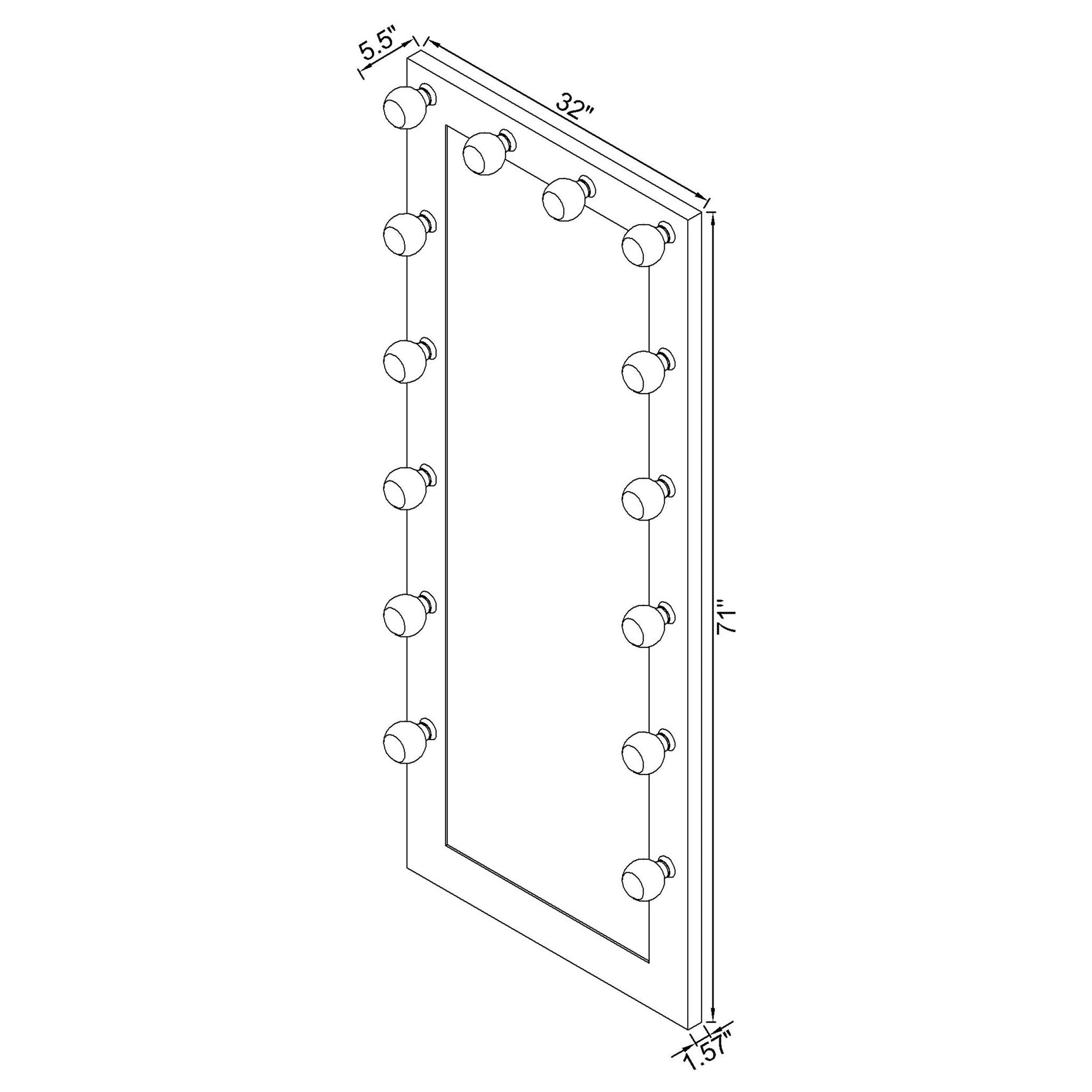 Zayan 32 x 71 Inch Floor Mirror LED Lighting White Gloss - Tampa Furniture Outlet