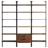 Owens 3-piece 96-inch Wall Mounted Bookshelf Set Walnut - Tampa Furniture Outlet
