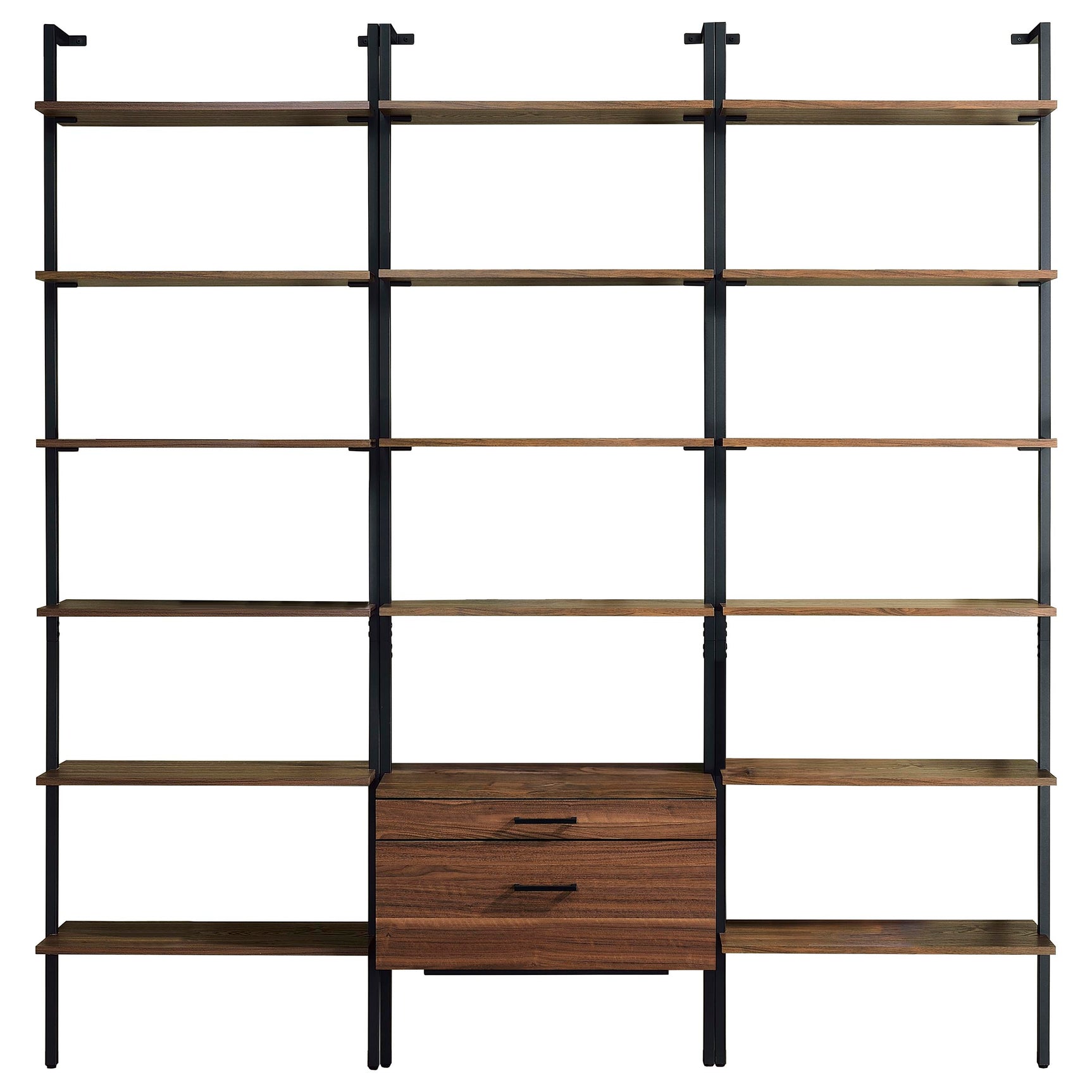 Owens 3-piece 96-inch Wall Mounted Bookshelf Set Walnut - Tampa Furniture Outlet