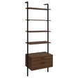 Tampa Furniture Outlet - Coaster - Owens 96-inch 4-shelf Storage Wall Bookshelf Walnut - 980074