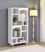 Dalton 65-inch 6-shelf Bookcase White and Distressed Pine - Tampa Furniture Outlet