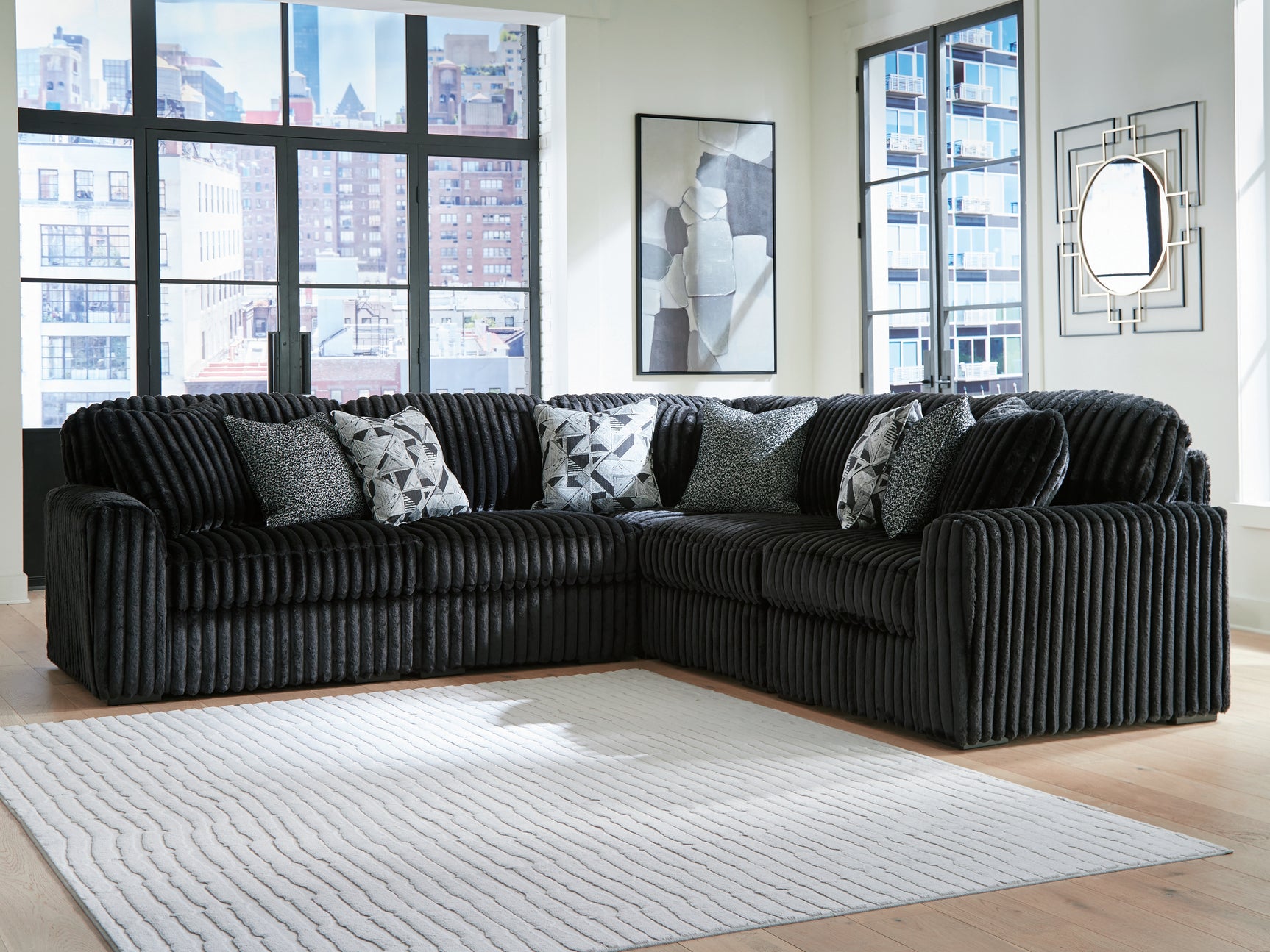 Tampa Furniture Outlet - Ashley Furniture - Midnight-Madness Sectional - RAF 5-Piece Sectional / Onyx - 98103S26