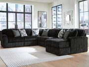 Tampa Furniture Outlet - Ashley Furniture - Midnight-Madness Sectional - RAF 6-Piece Sectional with Chaise / Onyx - 98103S24