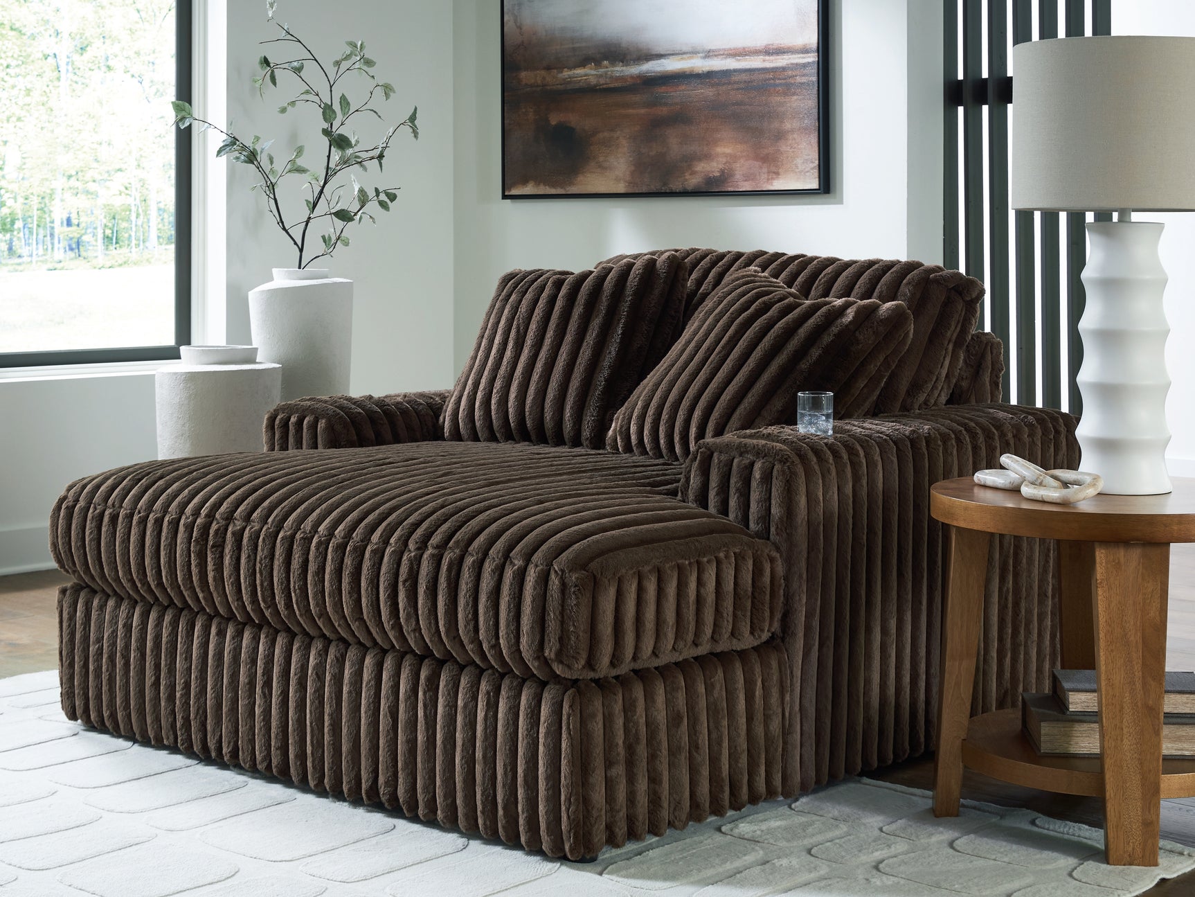 Tampa Furniture Outlet - Ashley Furniture - Midnight-Madness Living Room - Oversized Chaise / Chocolate - 9810415