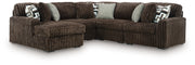 Tampa Furniture Outlet - Ashley Furniture - Midnight-Madness Sectional - RAF 5-Piece Sectional with Chaise / Chocolate - 98104S21