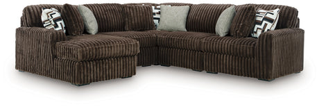 Tampa Furniture Outlet - Ashley Furniture - Midnight-Madness Sectional - RAF 5-Piece Sectional with Chaise / Chocolate - 98104S21