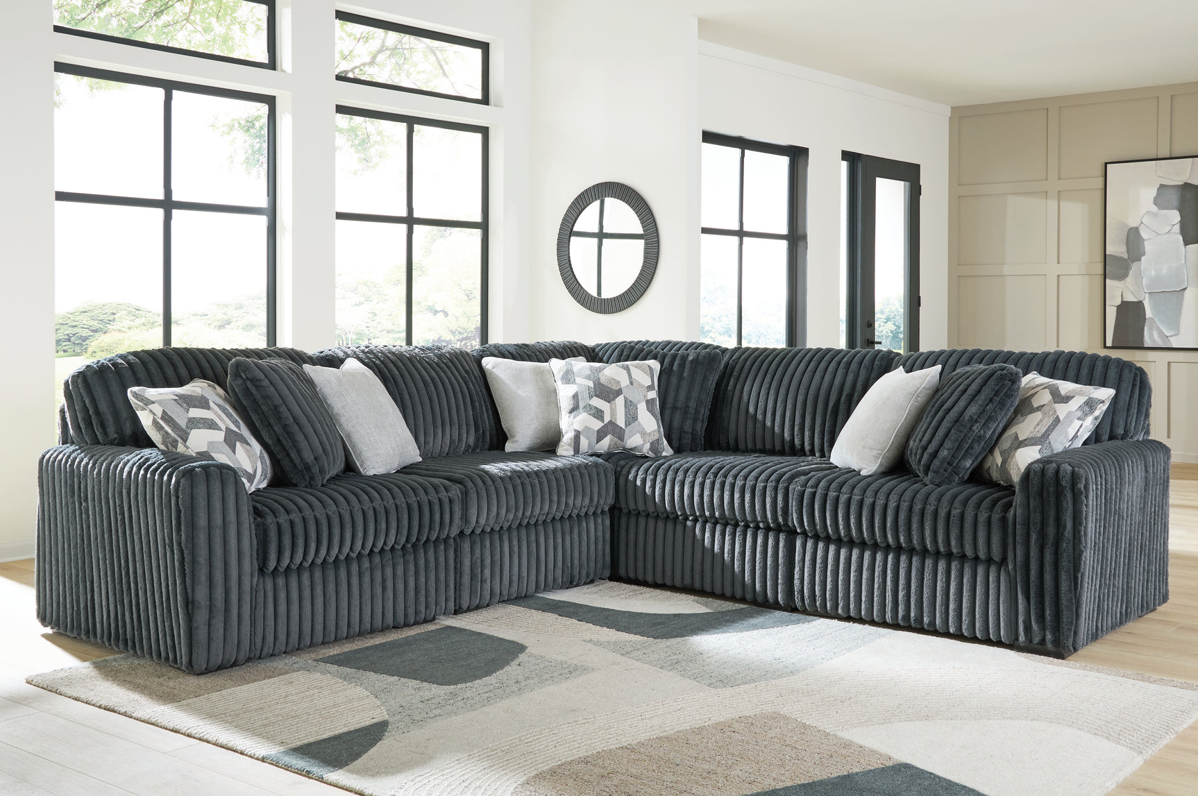 Tampa Furniture Outlet - Ashley Furniture - Midnight-Madness Sectional - RAF 5-Piece Sectional / Gunmetal - 98105S27