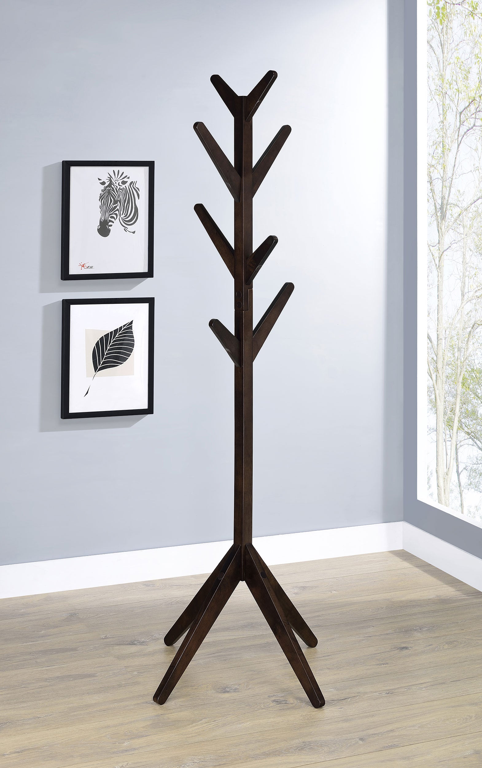 Margaret Solid Wood Coat Rack Clothing Hanger Cappuccino - Tampa Furniture Outlet