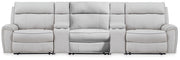 Tampa Furniture Outlet - Ashley Furniture - Social Pointe Sectional - 5-Piece Reclining Sectional with Storage Consoles / Pearl/Ash - PC98802S39