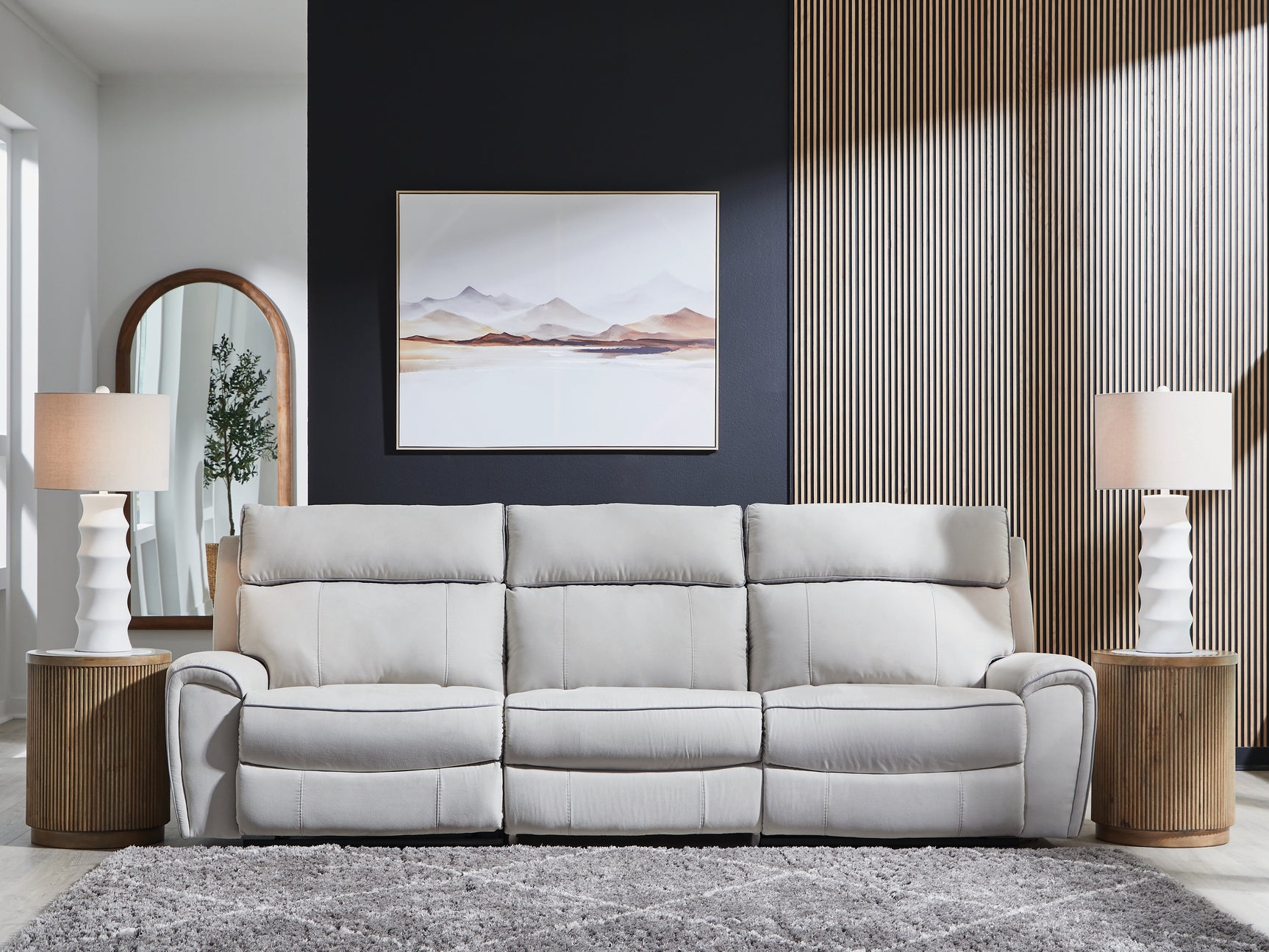 Tampa Furniture Outlet - Ashley Furniture - Social Pointe Sectional - 3-Piece Power Reclining Sectional / Pearl/Ash - PC98802S1