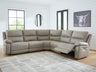 Tampa Furniture Outlet - Ashley Furniture - Narwhal Place Sectional - 6-Piece Reclining Sectional with Storage Console / Pebble - PC99201S36