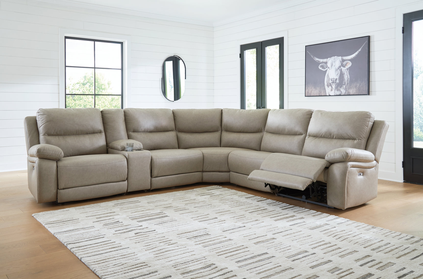 Tampa Furniture Outlet - Ashley Furniture - Narwhal Place Sectional - 6-Piece Power Reclining Sectional / Pebble - PC99201S10