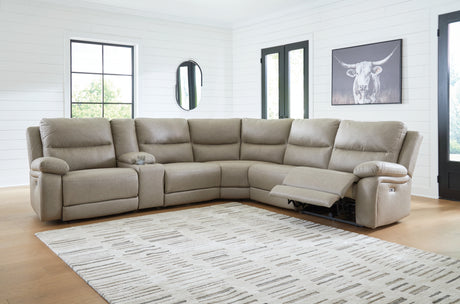 Tampa Furniture Outlet - Ashley Furniture - Narwhal Place Sectional - 6-Piece Power Reclining Sectional / Pebble - PC99201S10