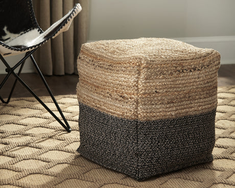 Tampa Furniture Outlet - Ashley Furniture - Sweed Valley Pouf - Pouf / Natural/Black - A1000422